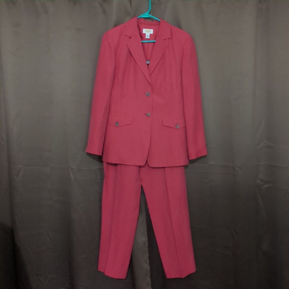 Talbots Red Silk And Linen Blazer Jacket And Pants Size 10 Officecore